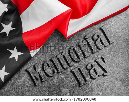 Mamorial Day. American flag on gray background close up