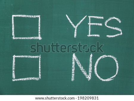 Yes or No, two choices written on the blackboard