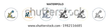 Waterpolo icon in filled, thin line, outline and stroke style. Vector illustration of two colored and black waterpolo vector icons designs can be used for mobile, ui, web