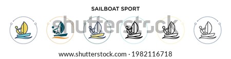 Sailboat sport icon in filled, thin line, outline and stroke style. Vector illustration of two colored and black sailboat sport vector icons designs can be used for mobile, ui, web