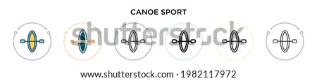 Canoe sport icon in filled, thin line, outline and stroke style. Vector illustration of two colored and black canoe sport vector icons designs can be used for mobile, ui, web