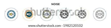 Noise icon in filled, thin line, outline and stroke style. Vector illustration of two colored and black noise vector icons designs can be used for mobile, ui, web