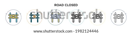 Road closed icon in filled, thin line, outline and stroke style. Vector illustration of two colored and black road closed vector icons designs can be used for mobile, ui, web