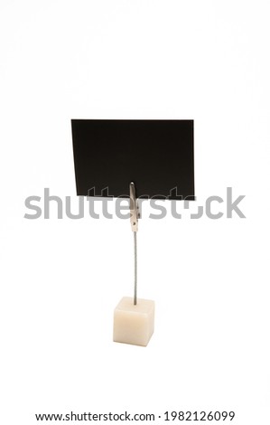 Memo Holder With Black Card Isolate in white background