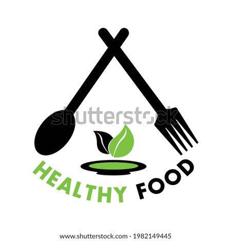 Healthy food illustration logo design vector