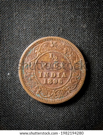 Picture of old Indian currency, coin