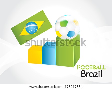 Creative Illustration football in Brazil flag concept - vector background.