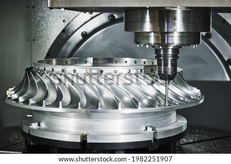 CNC milling machine work. metal processing impeller Royalty-Free Stock Photo #1982251907