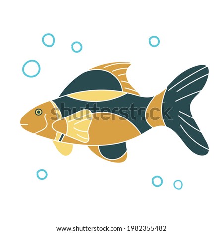 Fish Icon Vector Illustration. Doodle, comic, colorful, graphic, cute, stylized.