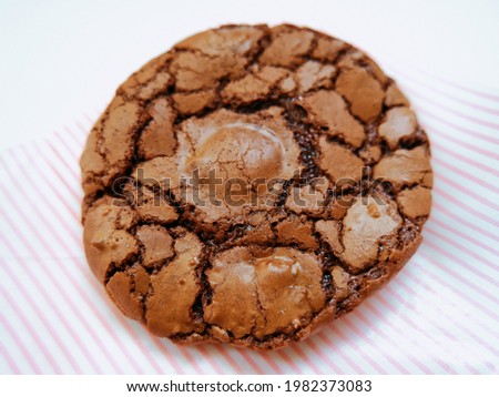 Luscious brownie cookie closed up in natural light