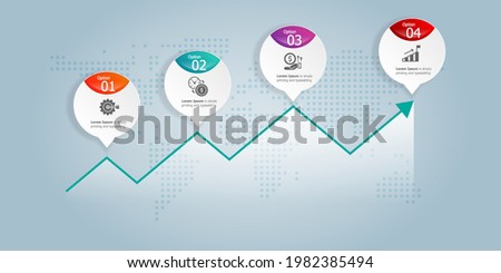 abstract horizontal  growth graph  infographics 4 steps with icon template for business and presentation vector illustration background