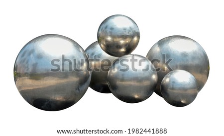 Chrome metal ball with black drop shadow on white background. This has clipping path. The concept of strong bubble control to protection covid-19