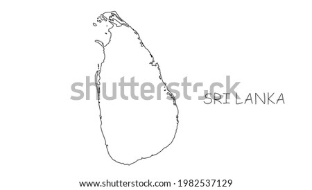 Sri Lanka map black line on white background. Vector illustration.