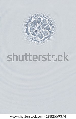  Abstract water texture, surface with drops, rings and ripple.
Flat lay, top view, background with copy space