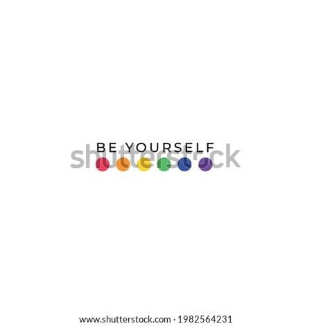 LGBT LGBTQ+ Pride Hearts and Slogans Social Media Post Template. Love is Love, Be Proud, Be Yourself. Hearts in LGBT Flag Colours. Vector Design Element for LGBT Pride Social Post, Square Banner, Logo Royalty-Free Stock Photo #1982564231