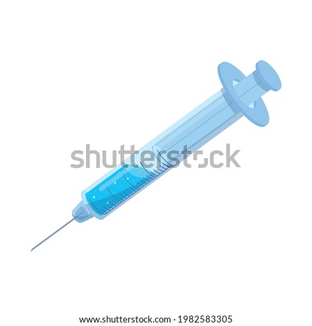 Isolated syringe with a blue liquid icon