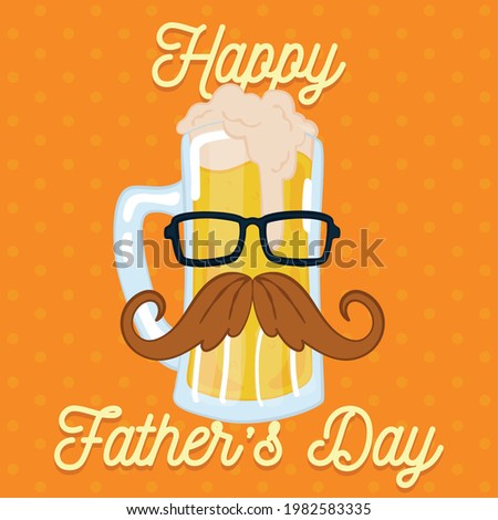 Father day poster with a hipster drinking glass with a mustache and glasses