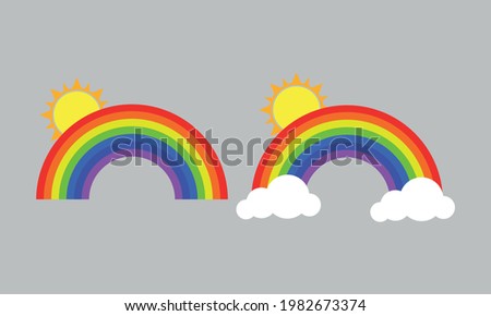 Cloud, Sun and Rainbow Vector and Clip Art
