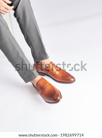 Men Loafer Shoes without socks Royalty-Free Stock Photo #1982699714