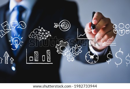 Business strategy concept, Businessman plan the growth