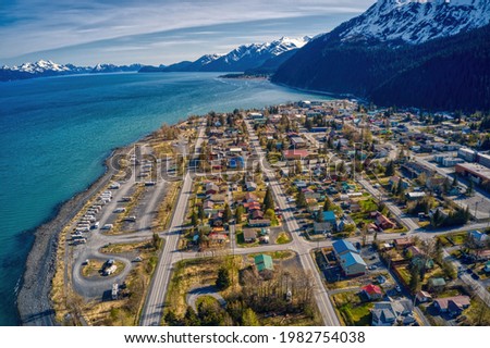 Aerial View of Seward, Alaska in early Summer