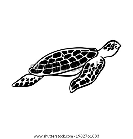Swimming sea turtle. File for cutting and printing