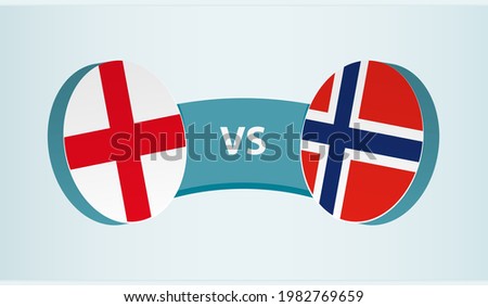 England versus Norway, team sports competition concept. Round flag of countries.