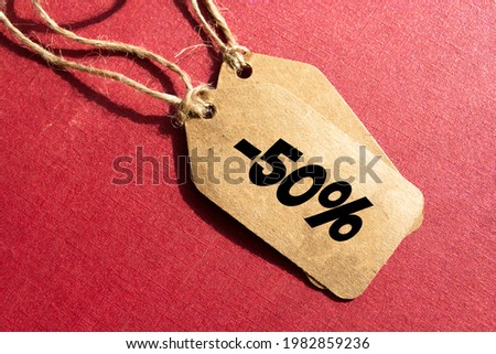 tag with an inscription 50% discount