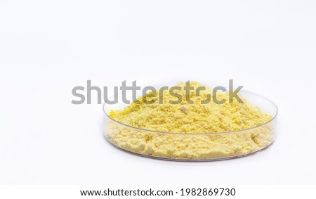 Sulfur or sulfur is a chemical element used for sulfuric acid for batteries, gunpowder making and rubber vulcanization. Royalty-Free Stock Photo #1982869730