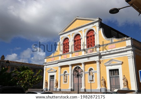 Pointe a Pitre, biggest city of Guadeloupe. Catholic Church of St. Peter and St. Paul, locally known as Cathedral. Royalty-Free Stock Photo #1982872175