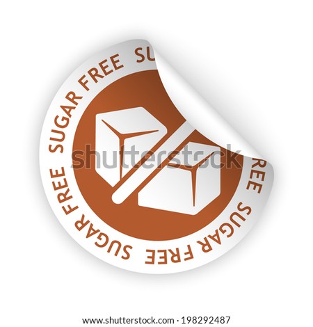 vector white bent sticker with symbol of sugar free Royalty-Free Stock Photo #198292487