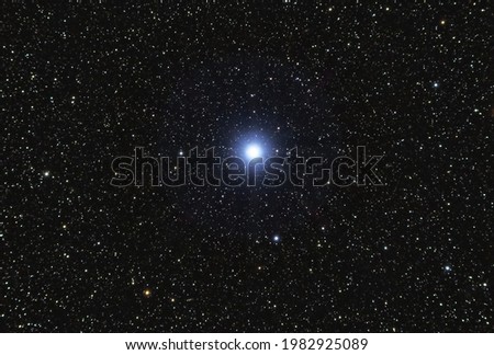  Backgrounds night sky with stars with 80 mm refracting telescope. Vega, the brightest star in the Lyra constellation, 25 light years from Earth. Royalty-Free Stock Photo #1982925089