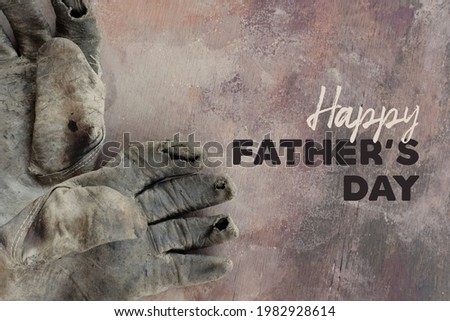 Happy Father’s Day work background with gloves by card text.