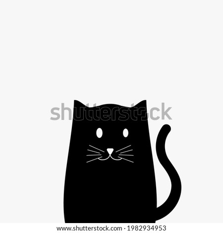 simple illustration of fat black cat