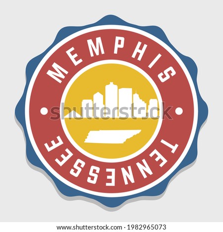 Memphis, TN, USA Badge Skyline City Stamp. Vector Illustration Seal Horizon. Landmark Insignia Vintage Icon.