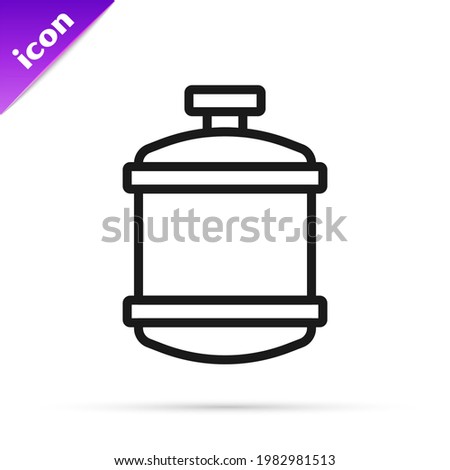 Black line Propane gas tank icon isolated on white background. Flammable gas tank icon.  Vector