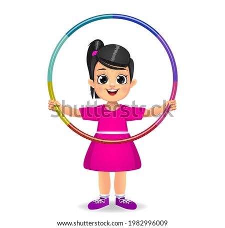cute girl kid playing with hula hoop