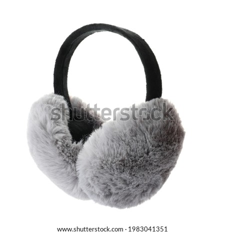 Stylish warm soft earmuffs isolated on white Royalty-Free Stock Photo #1983041351
