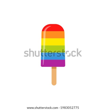 Rainbow popsicle icon. Clipart image isolated on white background