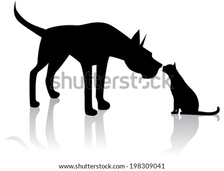 Great Dane meets cat. EPS 10 vector, grouped for easy editing. No open shapes or paths.