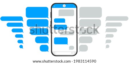 SMS messages, chat on the phone. Correspondence speech bubbles. Communication, dialogue on social networks. Text cloud for the messenger. Vector illustration. Royalty-Free Stock Photo #1983114590