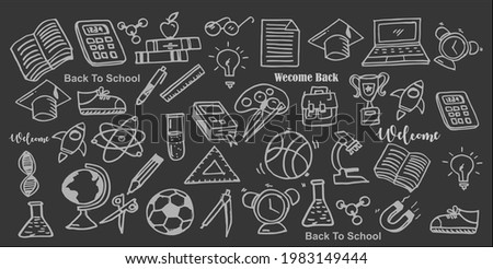 Back to school hand drawn stationery vector pattern. Great for banner wallpaper designs and more
