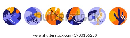 Abstract Colorful Nature Shapes Highlights Icon Set For Social Media. Vector illustration