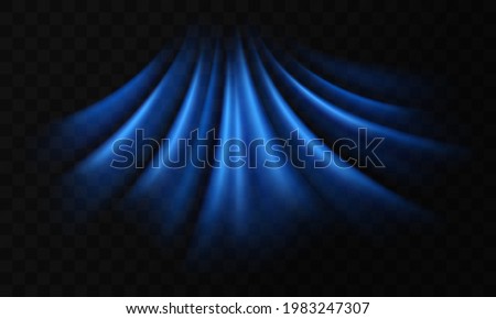Imitation of cold air flow from conditioner. Isolated light effect with blue rays. Humidification and purification of air from polluting particles Royalty-Free Stock Photo #1983247307