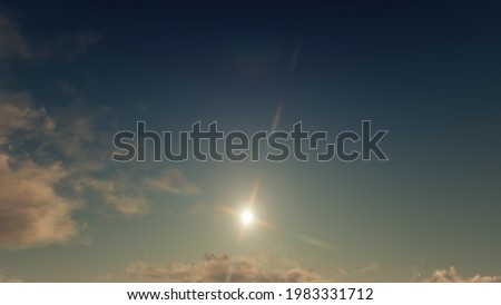 Clear blue sky and sunburst Background