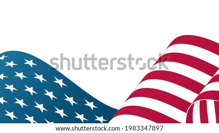The flag of the United States of America banner. Template for USA national holidays greetings cards, posters, celebrate backgrounds and flyers. Vector illustration.