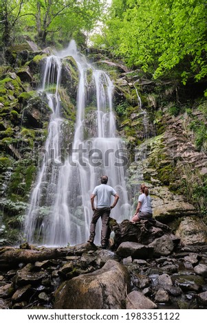 Xurbeo waterfalls in Murias, Asturias, Spain