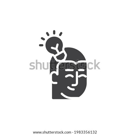 Idea head vector icon. filled flat sign for mobile concept and web design. Head and light bulb glyph icon. Symbol, logo illustration. Vector graphics