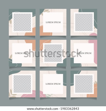 Creative instagram puzzle feed with 9 templates Royalty-Free Stock Photo #1983362843