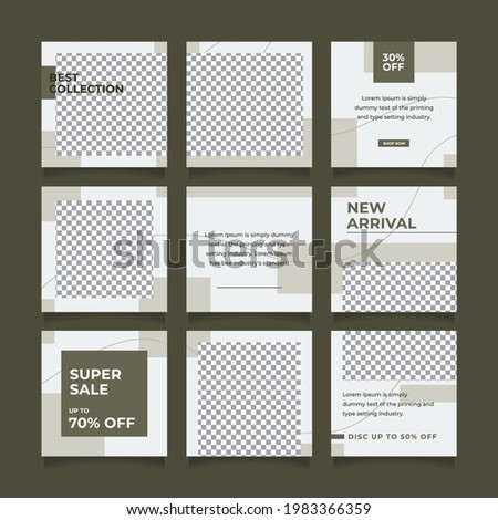 Creative instagram puzzle feed with 9 templates Royalty-Free Stock Photo #1983366359